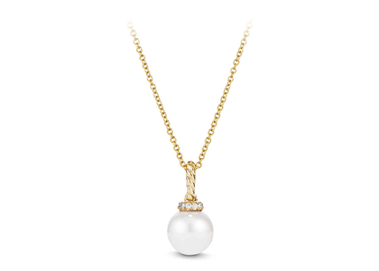 Gold Plated CZ Studded Twisted Pearl Pendant